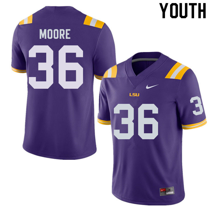 Youth #36 Derian Moore LSU Tigers College Football Jerseys Sale-Purple